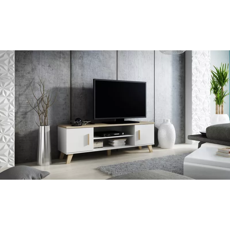 Cama TV stand LOTTA 160 2D2K Balts/sonoma