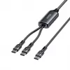 USB-C 2-in-1 kabelis Unitek C14146ABK01 1,8 m, USB-C uz USB-C, 100 W PD, melns
