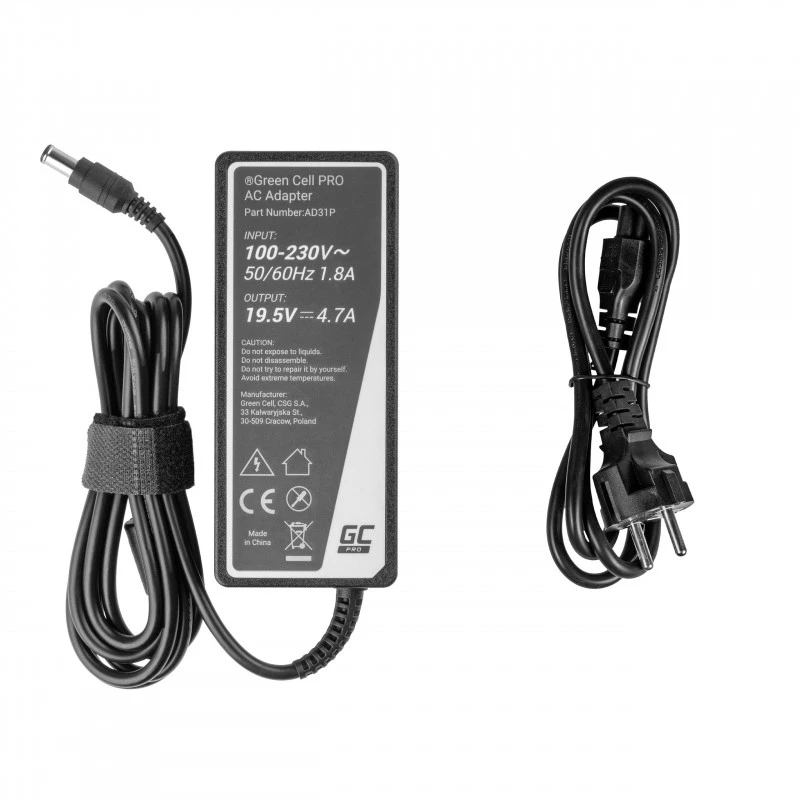 Barošanas adapteris zaļa Cell AD31P 90W iekštelpām maiņstrāvas-līdzstrāvas 19.5V 4.7A Sony klēpjdatoriem, melns