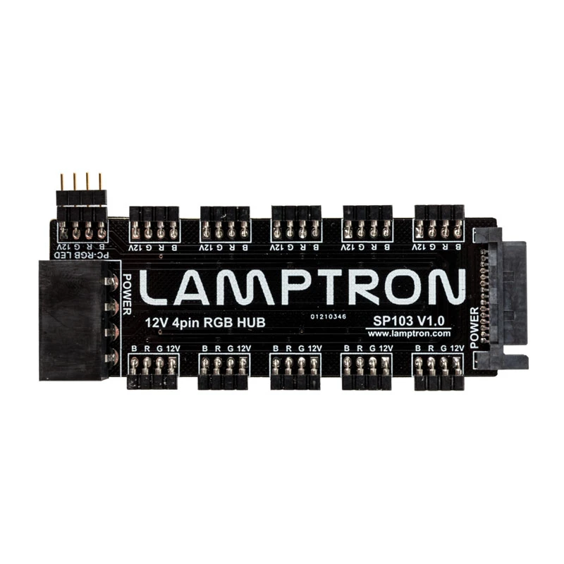 RGB centrmezgls Lamptron SP103 10x priekš Aura Sync, Fusion, Mystic — 10 kanālu RGB kontrolieris