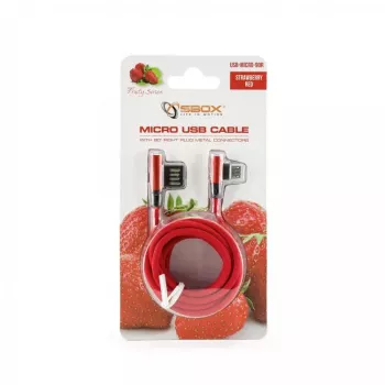 Sbox USB->Micro USB 90 M/M 1.5m USB-MICRO-90R zemeņu sarkans