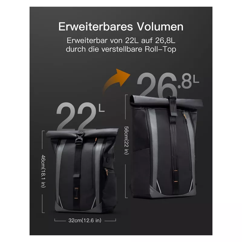 inateck piezīmjdatora mugursoma 15,6 BP01009 melna 22-26,8 L
