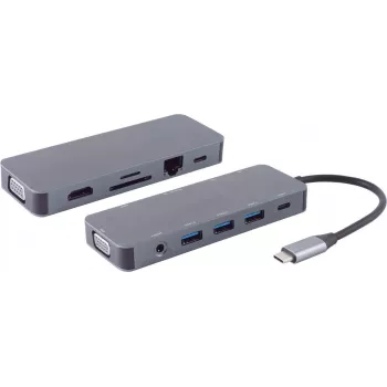 Laptop Dock S/CONN 14-05028 Wired USB 3.2 Gen 1 Type-C pelēka