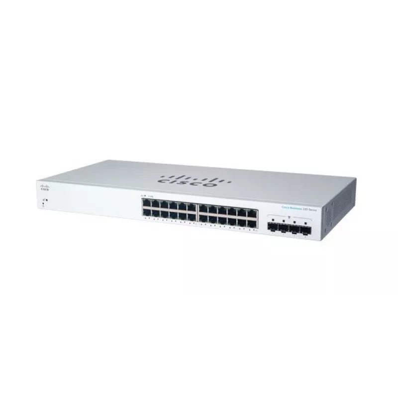 Pārvaldāms L2 Gigabitu Ethernet slēdzis Cisco CBS220-24T-4G — 24x 10/100/1000 RJ-45, 4x SFP, 1U, 56 Gbit/s