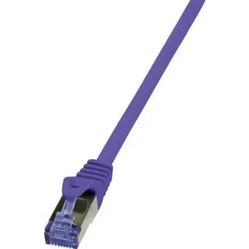 LogiLink CQ303VS RJ45 tīkla kabelis, savienojuma kabelis CAT 6a S/FTP 1,00 m violets, liesmu slāpējošs, bez halogēna
