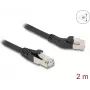Tīkla kabelis DeLOCK RJ45 Cat.6A 45° pa kreisi leņķveida uz taisnu 2m Melns