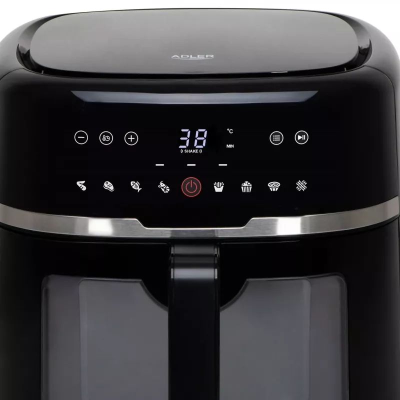 Adler AD 6318 karstā gaisa friteris, 8 l, 2500 W, LCD displejs, 9 programmas, melns