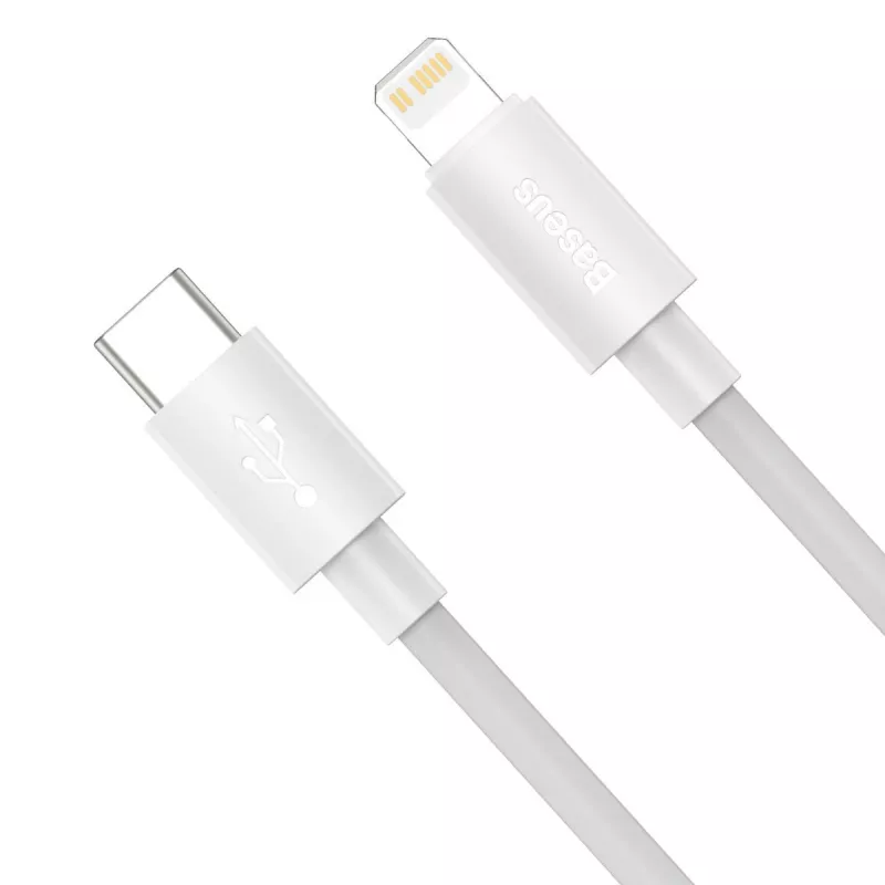 Baseus Simple Wisdom Data kabelis Kit USB-C to Lightning PD 20W (2GAB/KOMPLEKTS) 1.5m Balts
