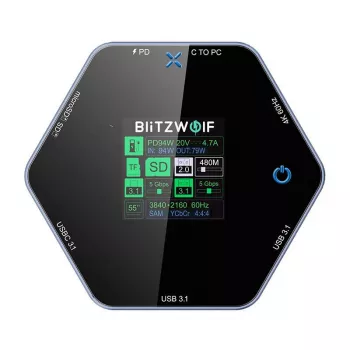 Dokstacija BlitzWolf BW-TH16 8in1 USB 100W ar LCD vieddispleju