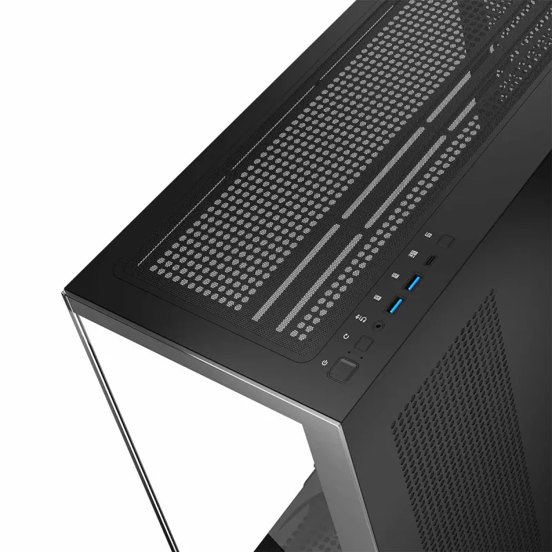 PC korpuss MODECOM Volcano Stellar NF ATX midi tornis, rūdīts stikls, melns, atbalsta ATX/mikro ATX, GPU līdz 420mm, CPU dzesētājs 175mm