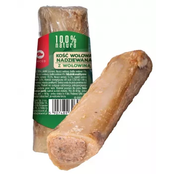 Suņu košļājamā naķene MACED kauls ar liellopu gaļas pildījumu, dabīgs košļājamais kārums, 150 g, pieaugušiem suņiem, samazina zobakmeni