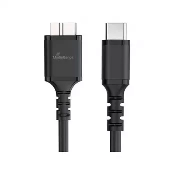 USB kabelis MediaRange MRCS257 0.5 m — Micro-USB B uz USB-C, USB 3.2 Gen 1 (5 Gbit/s), melns