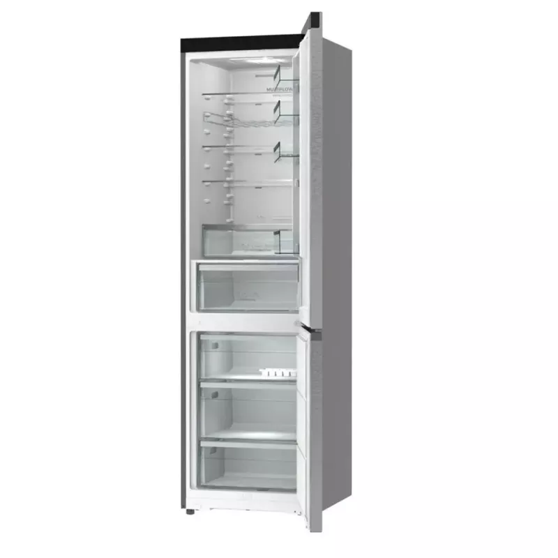 Ledusskapis ar saldētavu Gorenje NRB620E61X4WFE, brīvstāvošs, nerūsējošais tērauds, kopējā ietilpība 413 L, saldētava apakšā 130 L, NoFrost, LED displejs
