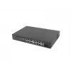 Nepārvaldāms slēdzis LANBERG RSFE-16P-2C-150 — 18 portu Gigabit, 16 PoE+/2 SFP, 150 W kopā, 1U statīvs, metāls, melns