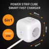 Power Cube QOLTEC 52547 strāvas sadalītājs 3× maiņstrāvas kontaktligzdas, 2× USB-A, 1× USB-C PD 20W