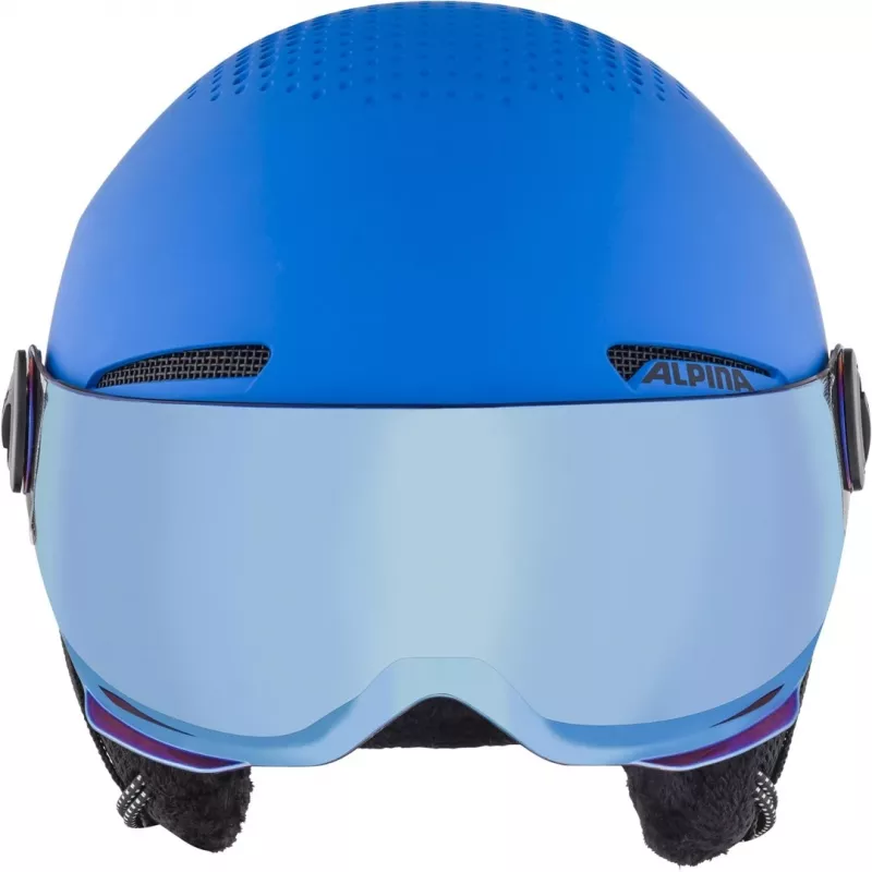 ALPINA ZUPO VISOR QLite ķivere — bērnu slēpošanas ķivere, cietais apvalks, 54–58 cm, integrēts vizieris, Run System Ergo Snow