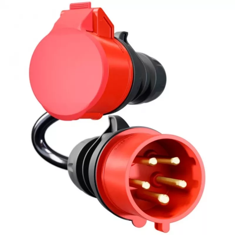 Adapter for Gemini flex 11 kW, CEE Sarkans Three-Phase Power 16A > CEE Sarkans 32A (melns, 30 cm)