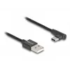 DeLOCK USB 2.0 kabelis, Type-A vīriešu uz Type-C vīriešu, leņķveida, 0,5 m, melns