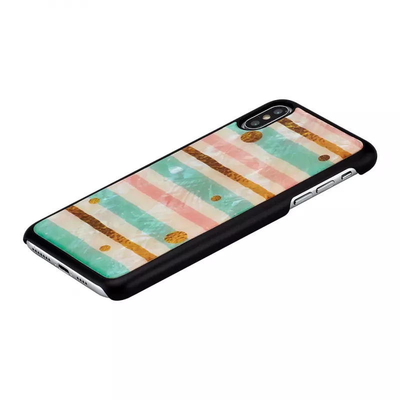 Aizsargājošs viedtālruņa maciņš iKins iPhone XS Max — Pop Mint Melns, cietais apvalks ar paaugstinātām malām