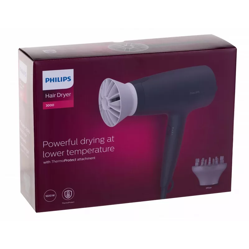 Philips 3000 sērija BHD302/30 matu žāvētājs 1600 W Melns