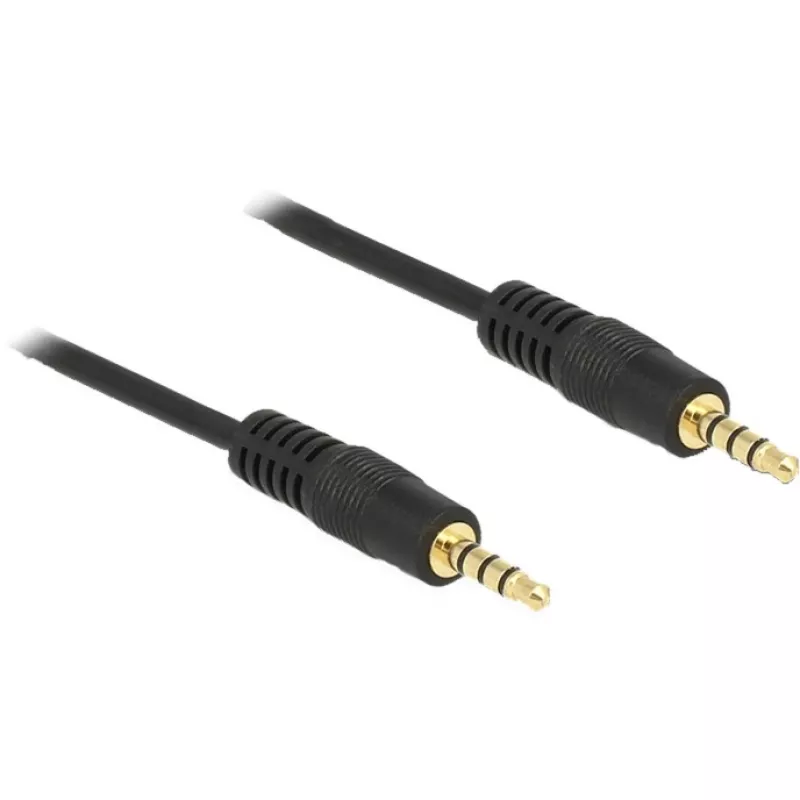 DeLOCK - audio kabelis - 28 AWG - Mini-Phone 3,5 mm, 4-pin (M) - Mini-Phone 3,5 mm, 4-pin (M) - 5,0 m - ekranēts - melns (83438)