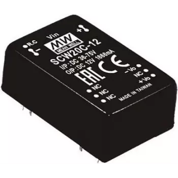 Strāvas adapteris MEAN WELL SCW20C-15 20 W, ieeja 36–75 V, izeja 15 V