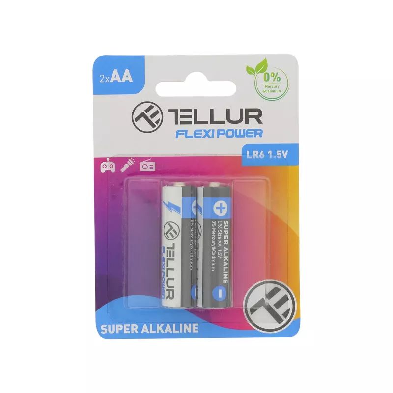 Baterija Tellur AA LR6 1.5V — iepakojumā 2 gab. (TLL158541)