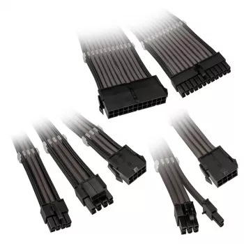 Kabeļu pagarinātāju komplekts Kolink Core Adept — pīts PET apvalks, 6 gabalu komplekts, 20+4 kontaktu, 8 kontaktu, 4+4 kontaktu, 3×6+2 kontaktu (300–350 mm)