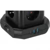 Vertikāla rozetes tornis Brennenstuhl 1153560010 — 8 rozetes, 2×USB-A, 1×USB-C, melns