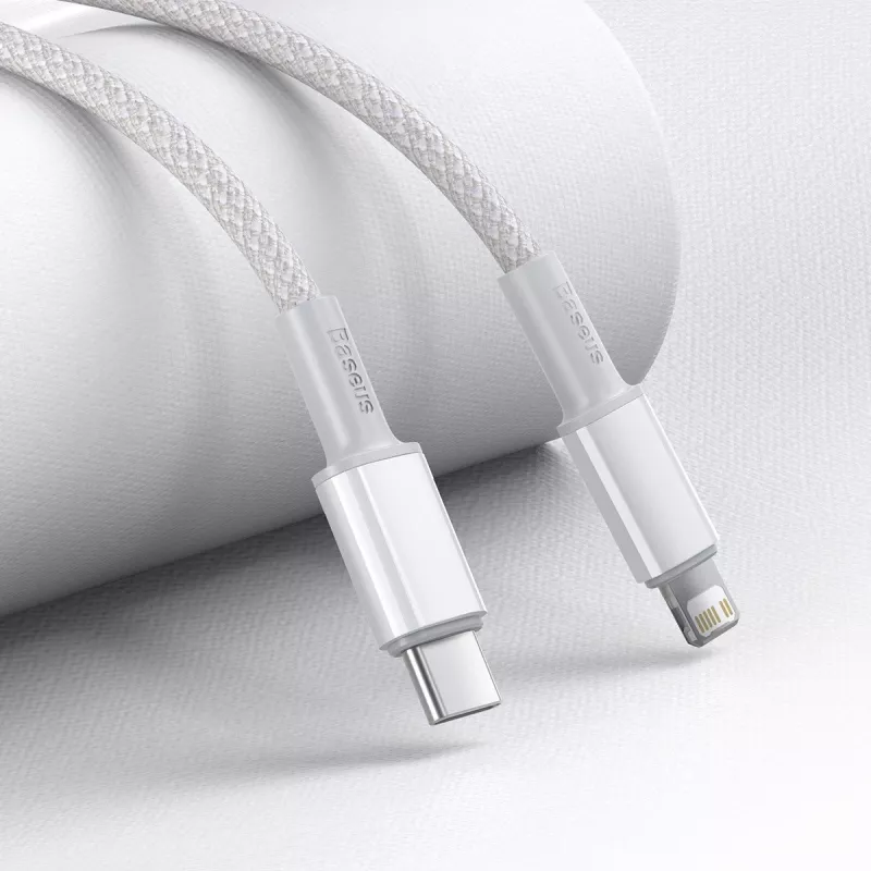 USB-C uz Lightning Baseus augsta blīvuma pīts kabelis, 20W, PD, 2m (balts)