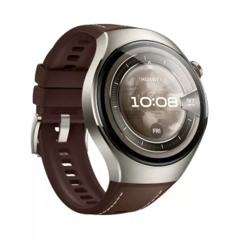 Viedpulkstenis HUAWEI WATCH 5 Classic 46 mm, 1,38 collu AMOLED 466×466, skārienekrāns, GPS, sudraba korpuss, brūna siksniņa
