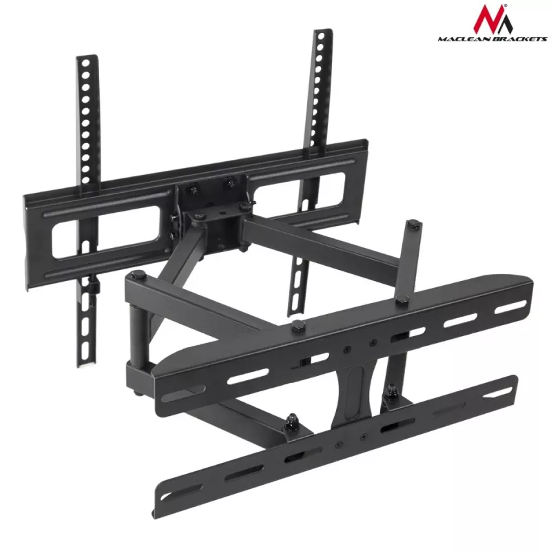 TV sienas stiprinājums MACLEAN MC-760 32–55 collu televizoriem, tērauds, VESA līdz 400x400, 30 kg, melns, 9,6–44,8 cm