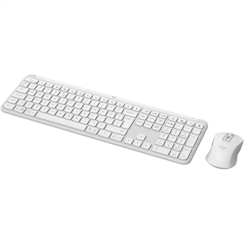 Logitech Signature Slim Combo MK950 - Tastatūras un peles komplekts - 100% pilna izmēra - Bezvadu - Bluetooth 5.1 LE - QWERTY - US International - Off-White (920-012491)