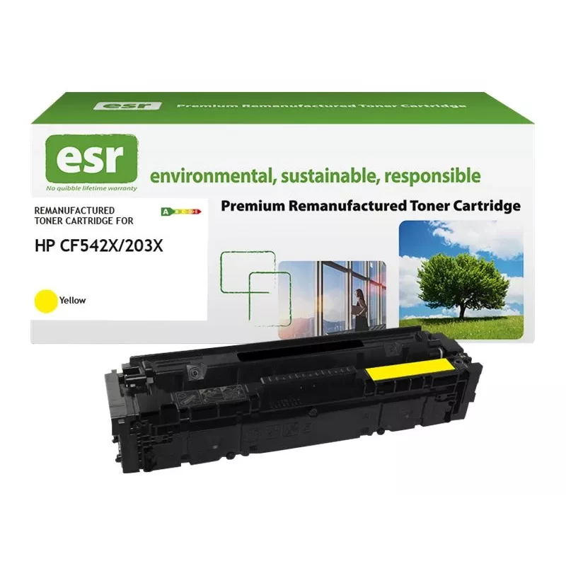 ESR tonera kasetne, saderīga ar HP CF542X dzeltenu, augstas ietilpības, atjaunota, 2500 lpp.