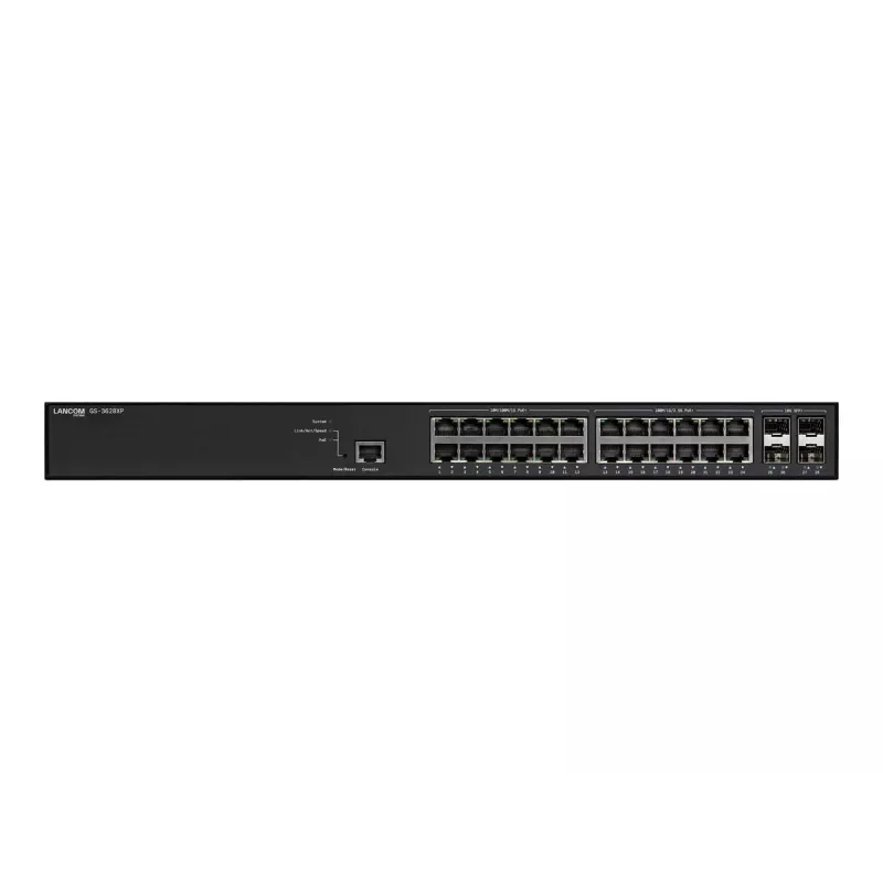 Pārvaldāms komutators LANCOM GS-3628XP, 24 × 2,5G RJ-45 porti, PoE, L2/L3, 1U statīvā montējams
