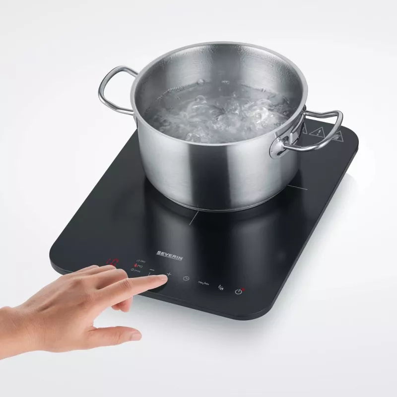 Indukcijas plīts virsma SEVERIN KP 1032, 1 zonas skārienjutīga vadība, 220 mm Ø, 2000 W, stikla virsma, galda virsmai