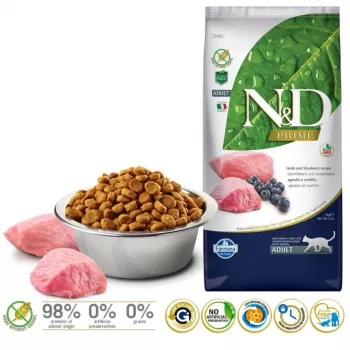 FARMINA N&D Prime Lamb and Blueberry Adult - sausā kaķu barība - 5 kg