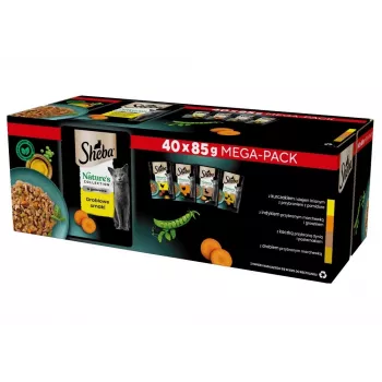 SHEBA Nature's Collection mājputnu garšu želejā - mitrā kaķu barība - 40 x 85g