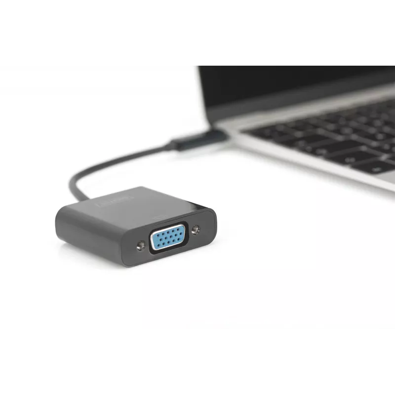 DIGITUS DA-70853 USB-C – VGA adapteris, Full HD 1080p, melnā krāsā