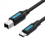 USB 2.0 printera kabelis, C tipa vīrišķais savienotājs uz B tipa vīrišķo savienotāju, 1 m