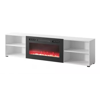 RTV skapis POLO 200x33x50.5 balts + kamīns melns