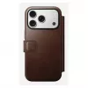 Mobilā tālruņa vāciņš Nomad Modern Leather Folio iPhone 17 Pro, āda/alumīnijs, 16 cm (6,3 collas) brūns, 4 karšu kabatas