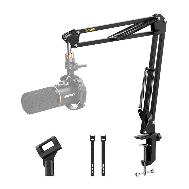 Boom microphone stand MAONO B01 (BA20) — desk mount base, Melns, max desk thickness 4.5 cm