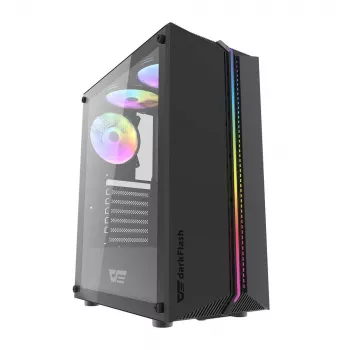 Darkflash DK151 LED datora korpuss (melns) + 3 RGB ventilatori