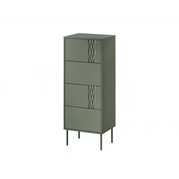 Kumode cama meble Cama 4S TRESSE 50x40x125 cm, matēti zaļa, 4 atvilktnes, skaidu plātne