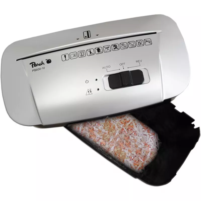 Peach PS500-10 papīra smalcinātājs, krustveida smalcināšana, 72 dB, 22 cm, melns