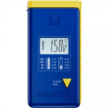 Bateriju testeris Varta 00893 101 111 LCD digitālais rokas testeris AA AAA 9V pogas elementiem