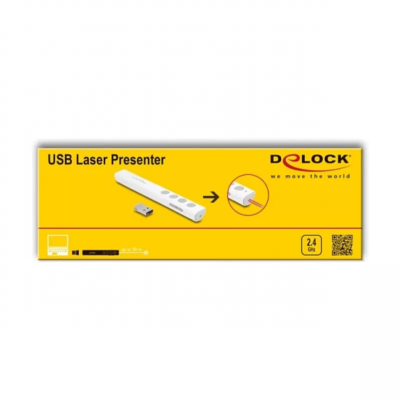 DeLOCK USB lāzera prezentētājs balts Bezvadu USB RF nano uztvērējs