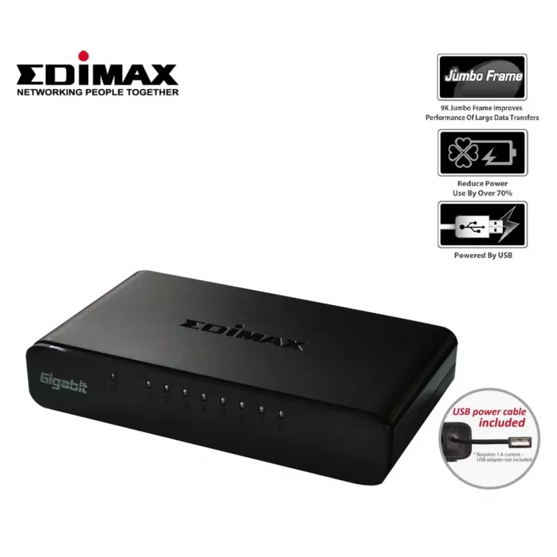 Edimax ES-5800G V3 tīkla slēdzis Nevadāms Gigabit Ethernet (10/100/1000) Melns