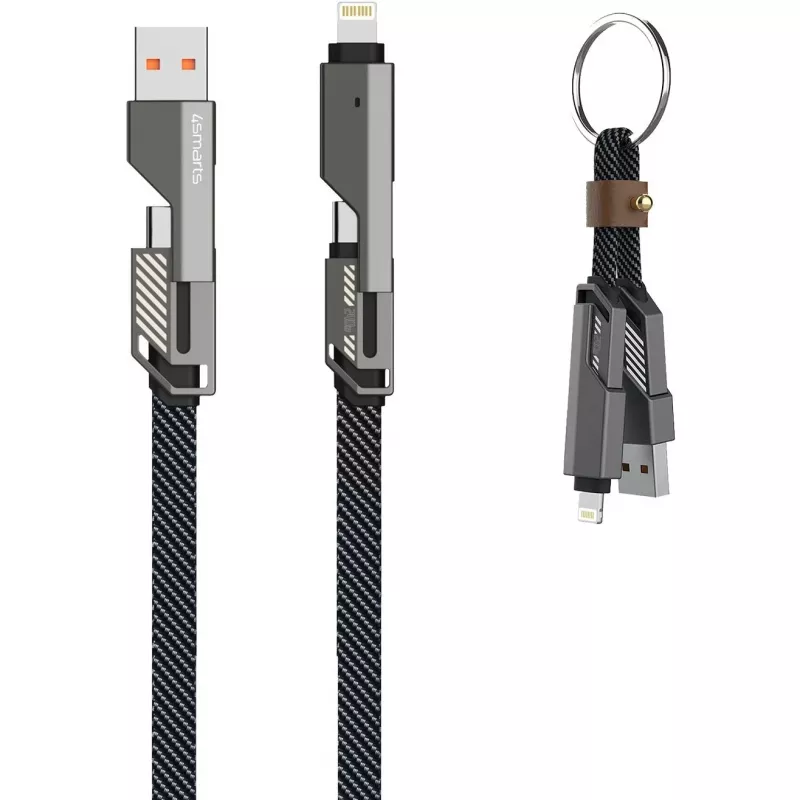 4smarts USB-C kabelis ComboCord Flat 240W+ Atslēgu piekariņš - Kabelis - Digitāls/Dati